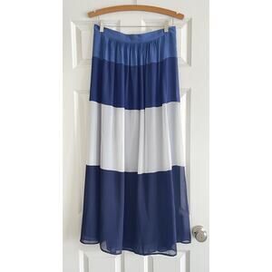 NWT Richards Maxi Skirt Size 40 Brazil Colorblock Blue Side Slit Lined Womens